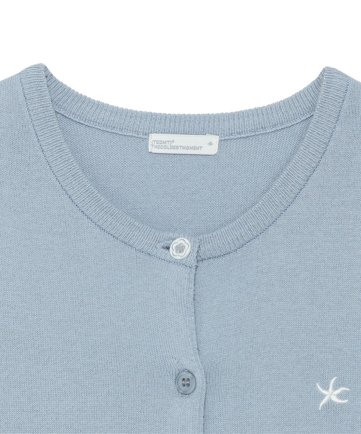 더콜디스트모먼트(THE COLDEST MOMENT) TCM button half knit cardigan (blue)
