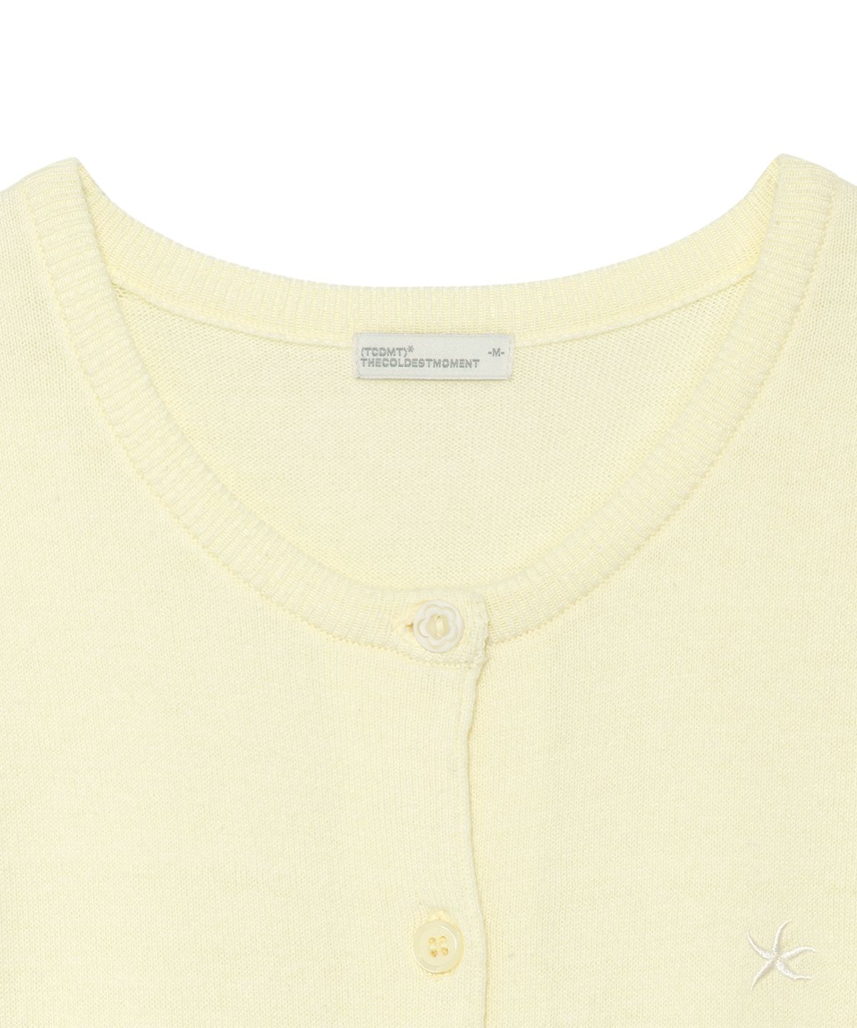 더콜디스트모먼트(THE COLDEST MOMENT) TCM button half knit cardigan (lemon)