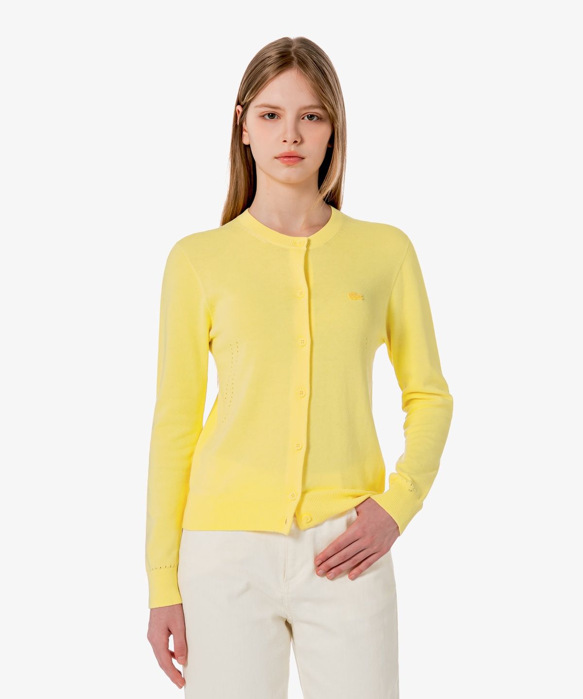 라코스테(LACOSTE) 여성 라이트 코튼 크루넥 가디건 AF5023-56G 107