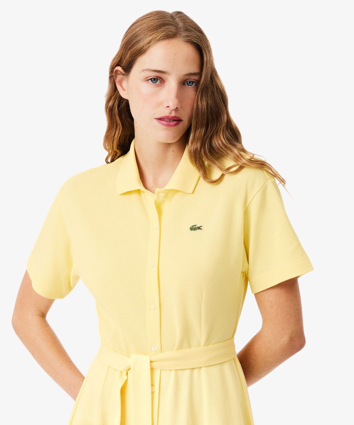 라코스테(LACOSTE) 여성 핏앤플레어 벨티드 폴로 드레스 EF9621-56G 107