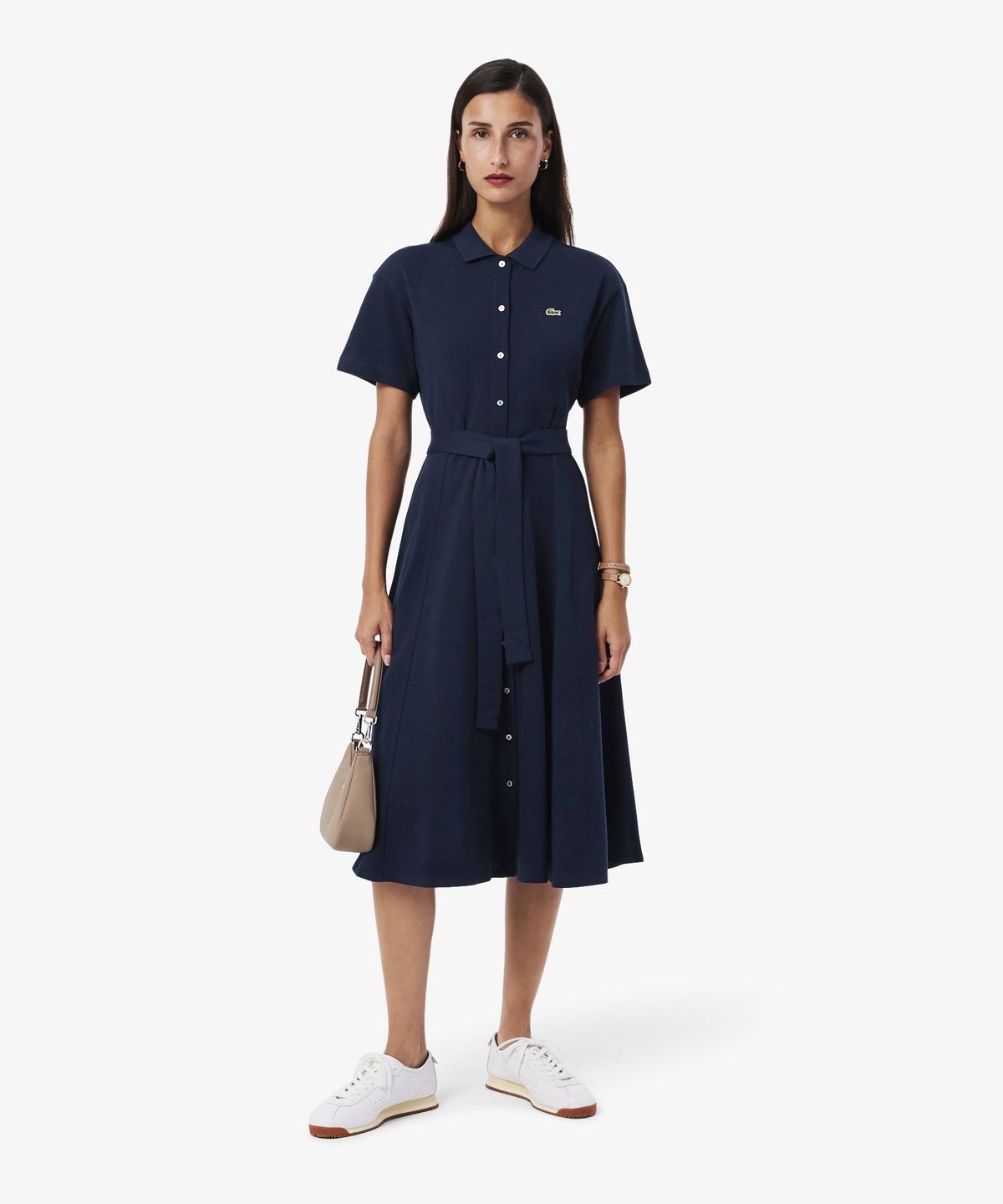 라코스테(LACOSTE) 여성 핏앤플레어 벨티드 폴로 드레스 EF9621-56G 166