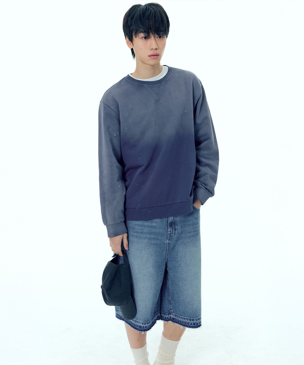 플랙(PLAC) 버뮤다 스케이터 데님 팬츠 M20 미드블루