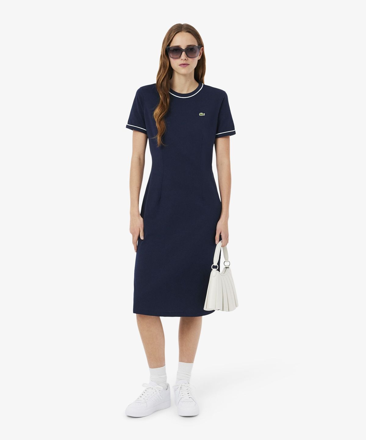 라코스테(LACOSTE) 여성 파이핑 디테일 티셔츠 드레스 EF9855-56G 3UI