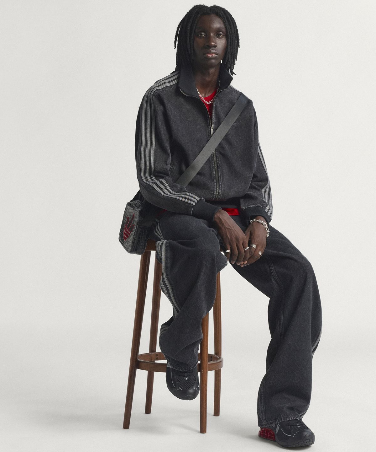 아디다스(ADIDAS) 데님 파이어버드 트랙탑 - 블랙 / KD1516
