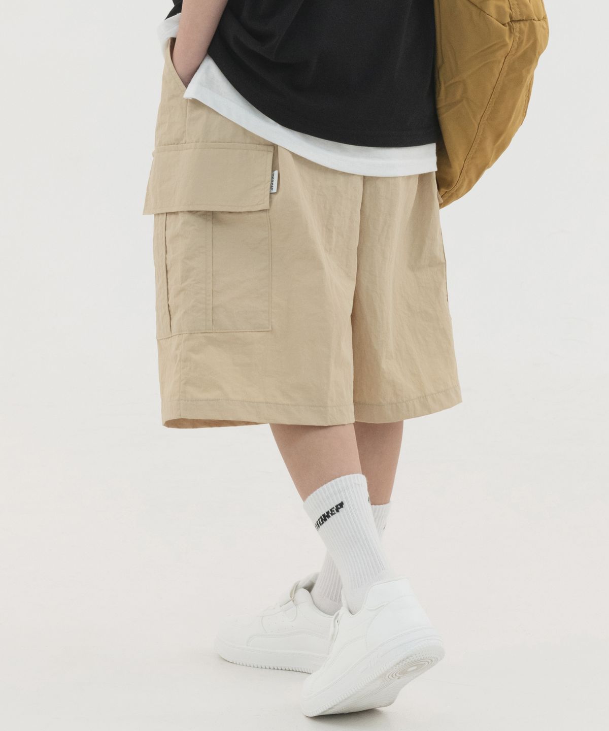 피아네르 키즈(PIANER KIDS) 나일론 원턱 카고 하프팬츠 (베이지)