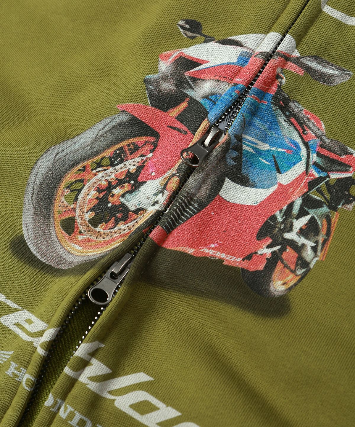 핍스 모터사이클(PHYPS MOTORCYCLE) Motorsport Fireblade Hoodie Zip-Up Khaki