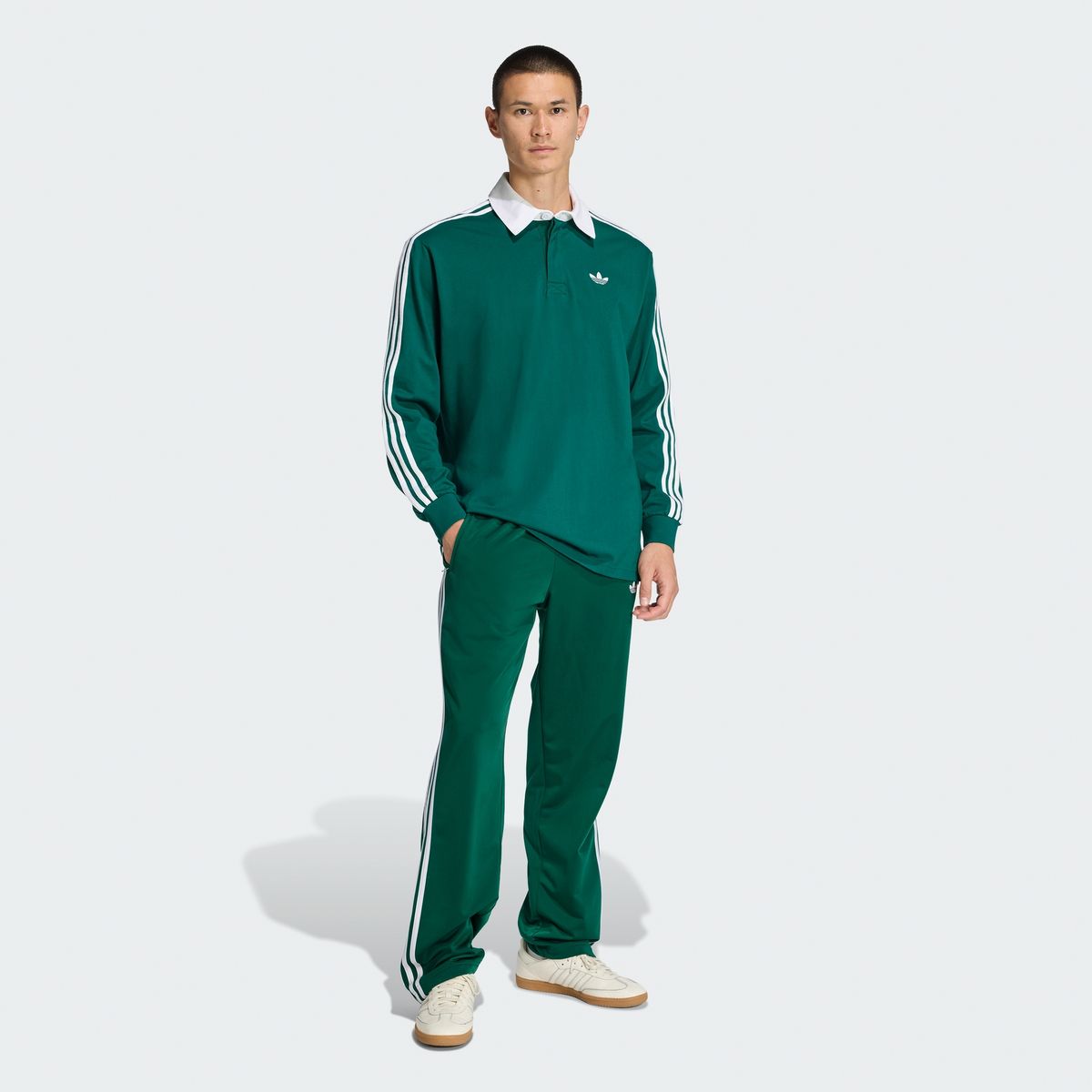 아디다스(ADIDAS) 3-스트라이프 럭비 롱 슬리브 폴로 - 그린 / KE3572