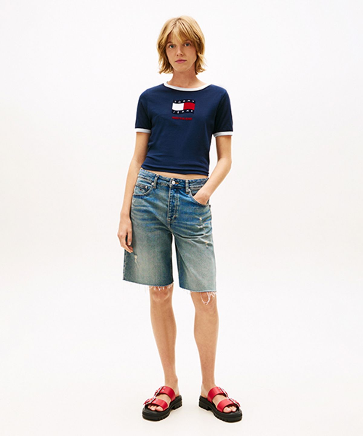 타미진스(TOMMY JEANS) 노벨티 링거 티셔츠 (T32G1TTO48TWT1C1G)