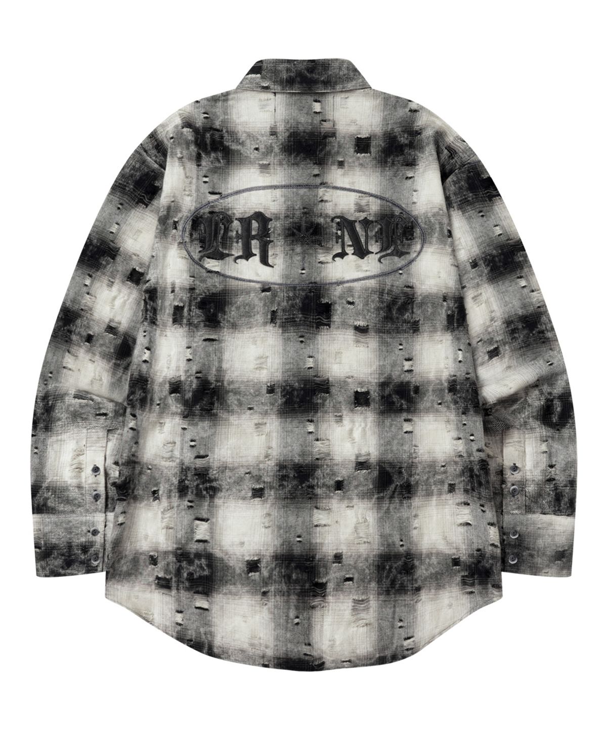 르렌느(LERENNE) Damaged Check Over Shirt - Check Black