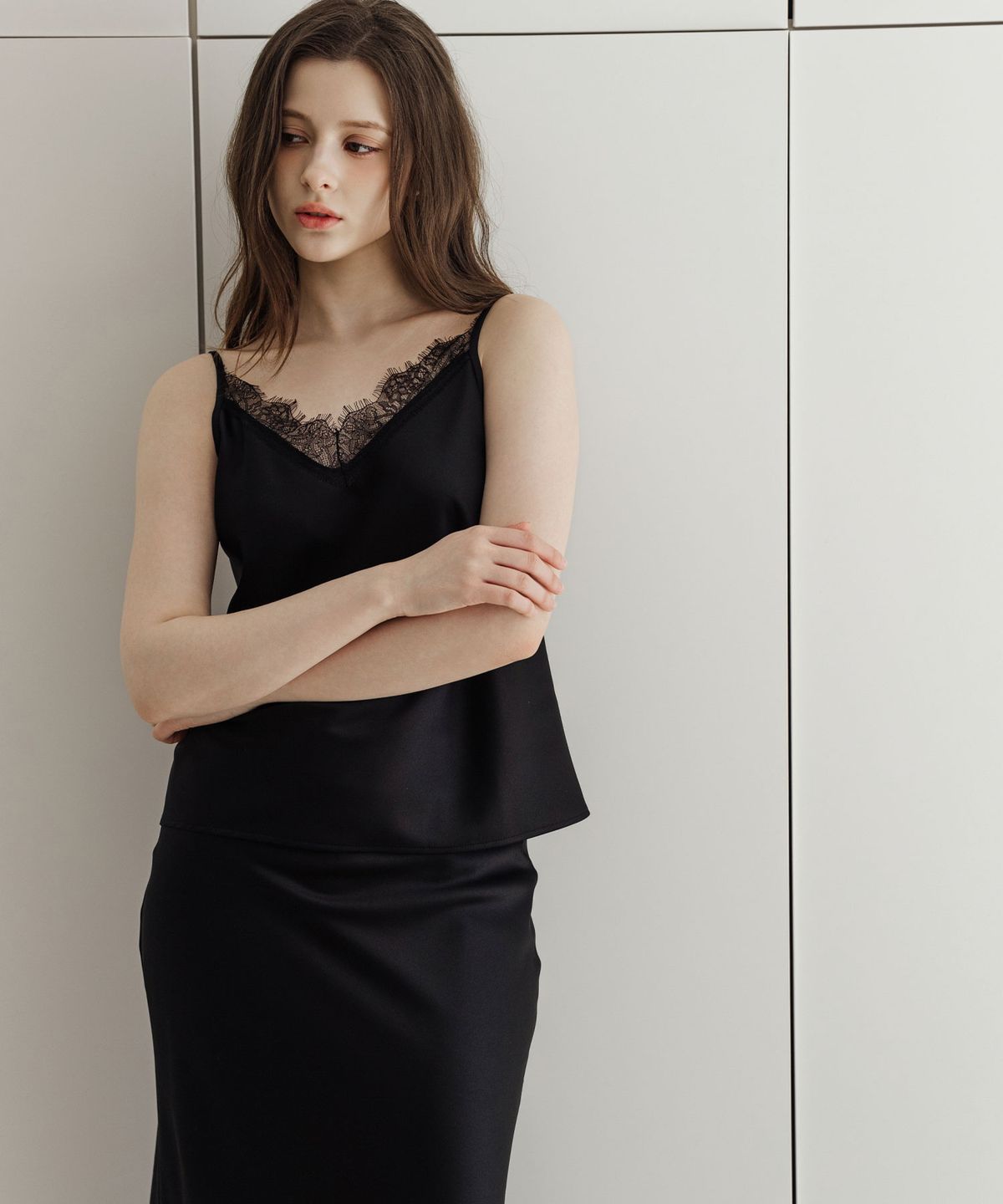 로트르드민(LAUTREDE MIN) Satin lace Cami Top