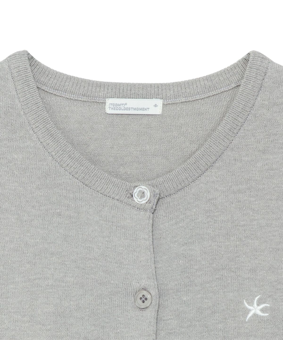 더콜디스트모먼트(THE COLDEST MOMENT) TCM button half knit cardigan (grey)