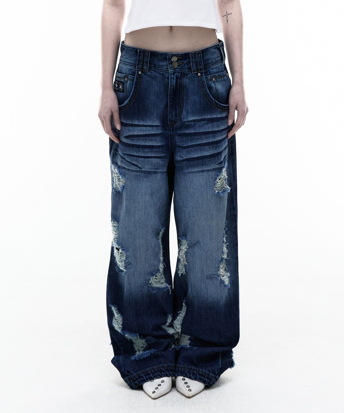 오퍼스 0012(OPUS 0012) Op. 09 SLAG DISTRESSED DENIM PANTS M/BLUE