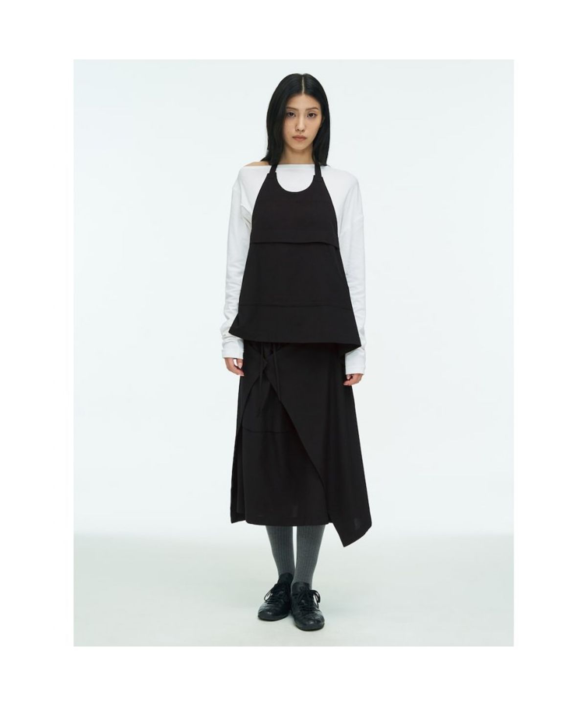 앙개(ANGGAE) Short Apron Wrap   Grey