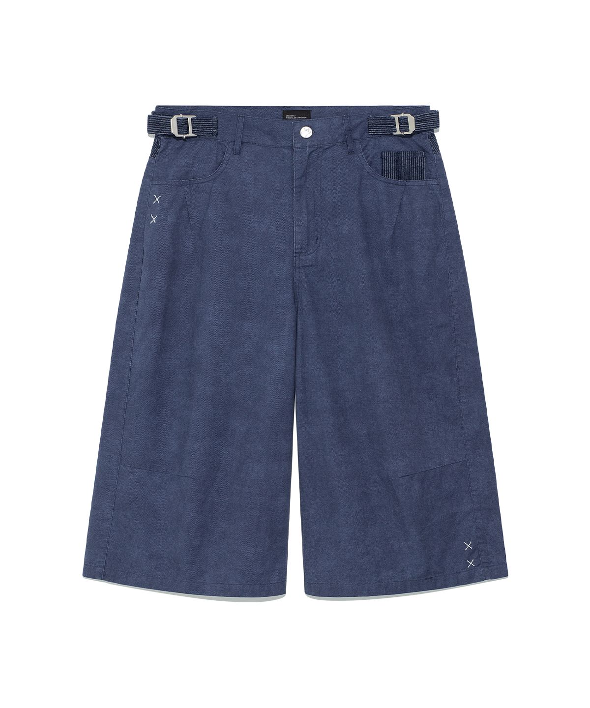 더콜디스트모먼트(THE COLDEST MOMENT) TCM pin stripe stitch half pants (blue)