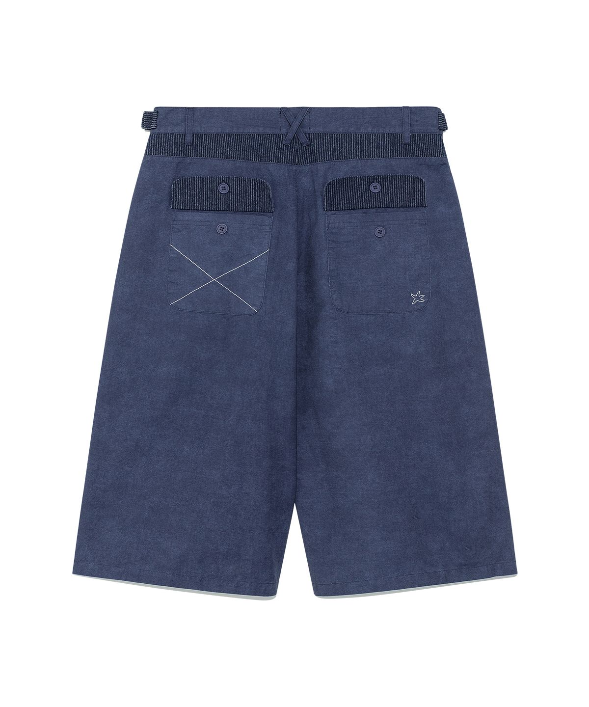 더콜디스트모먼트(THE COLDEST MOMENT) TCM pin stripe stitch half pants (blue)