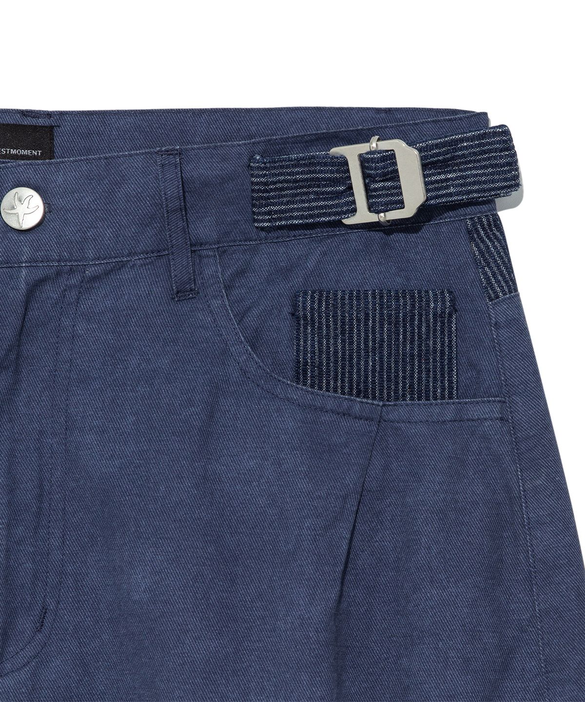 더콜디스트모먼트(THE COLDEST MOMENT) TCM pin stripe stitch half pants (blue)