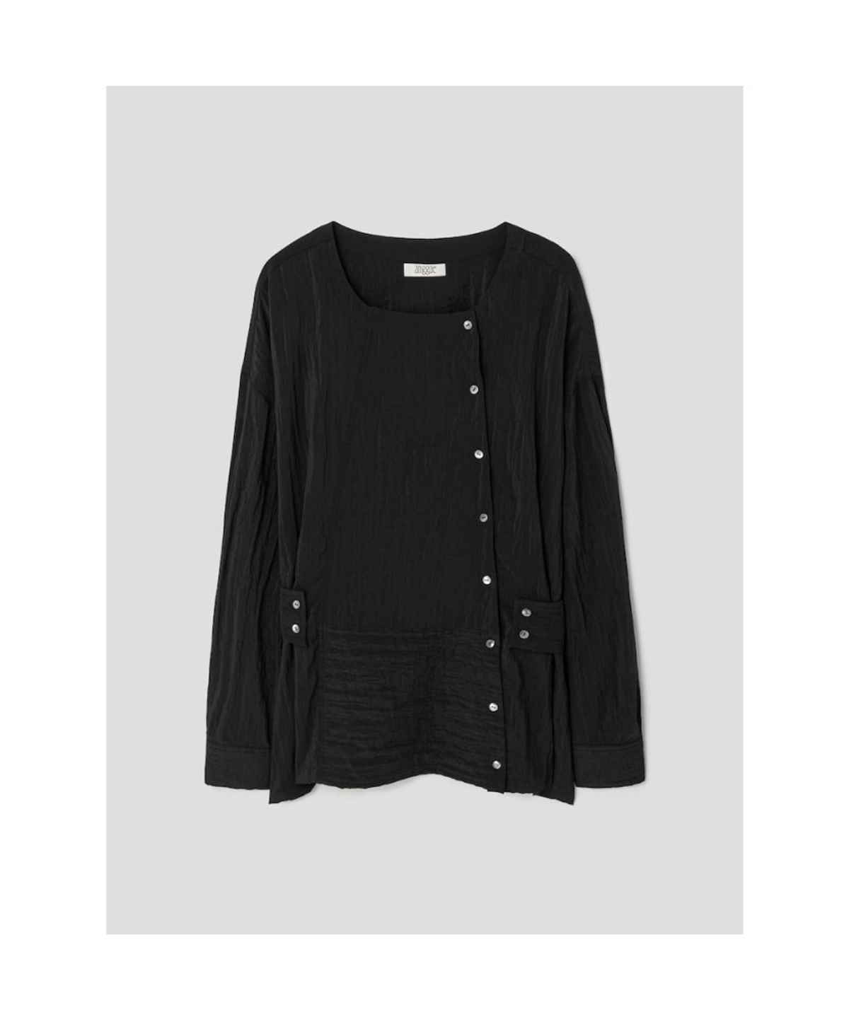 앙개(ANGGAE) Belted Tunic Blouse  Black