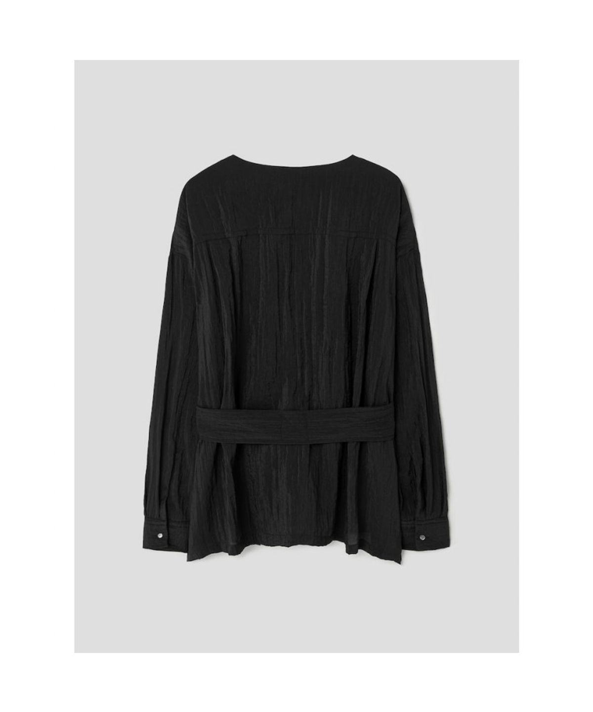 앙개(ANGGAE) Belted Tunic Blouse  Black