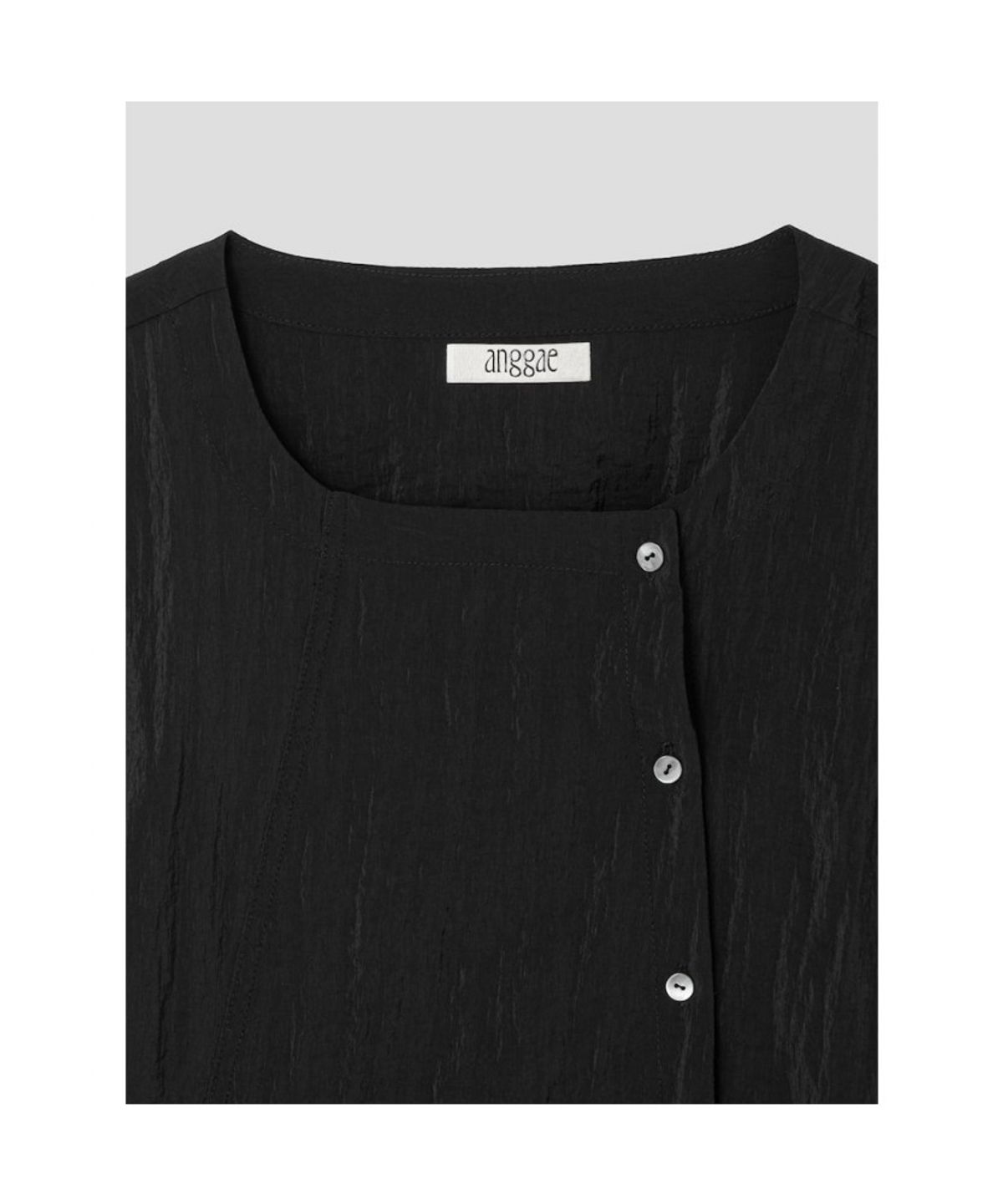 앙개(ANGGAE) Belted Tunic Blouse  Black