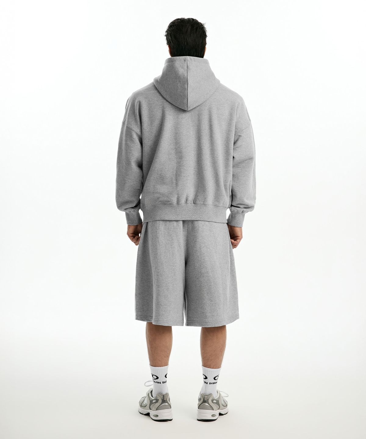 본투윈(BORN TO WIN) CHROME B HOODIE ZIP-UP [MELANGE GREY]
