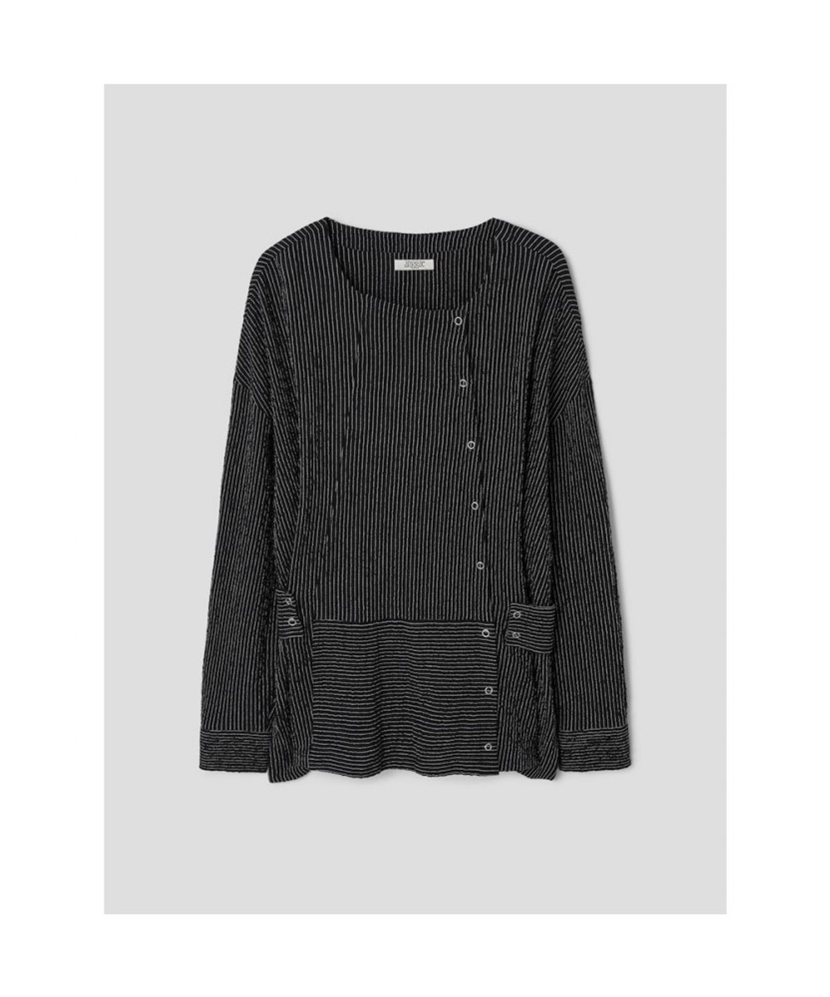 앙개(ANGGAE) Belted Tunic Blouse  Black