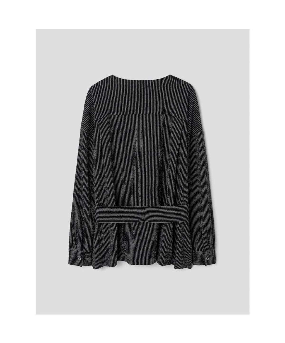 앙개(ANGGAE) Belted Tunic Blouse  Black