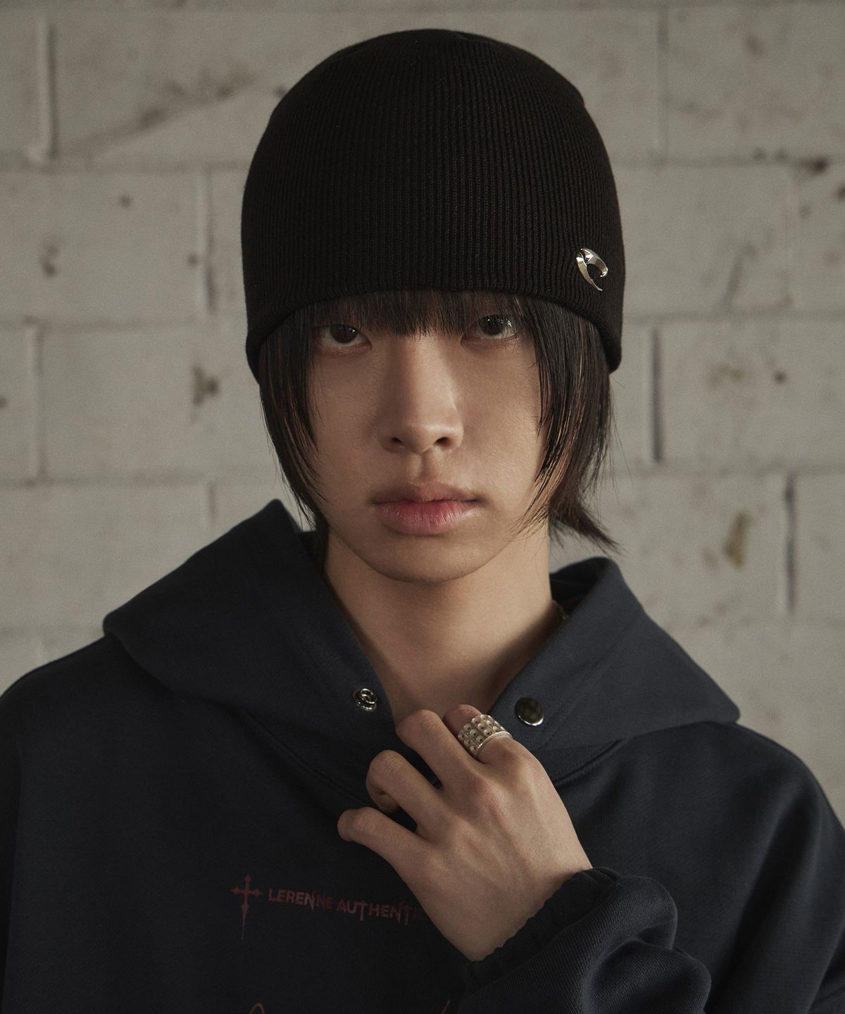 르렌느(LERENNE) Logo Basic Knit Beanie - Black