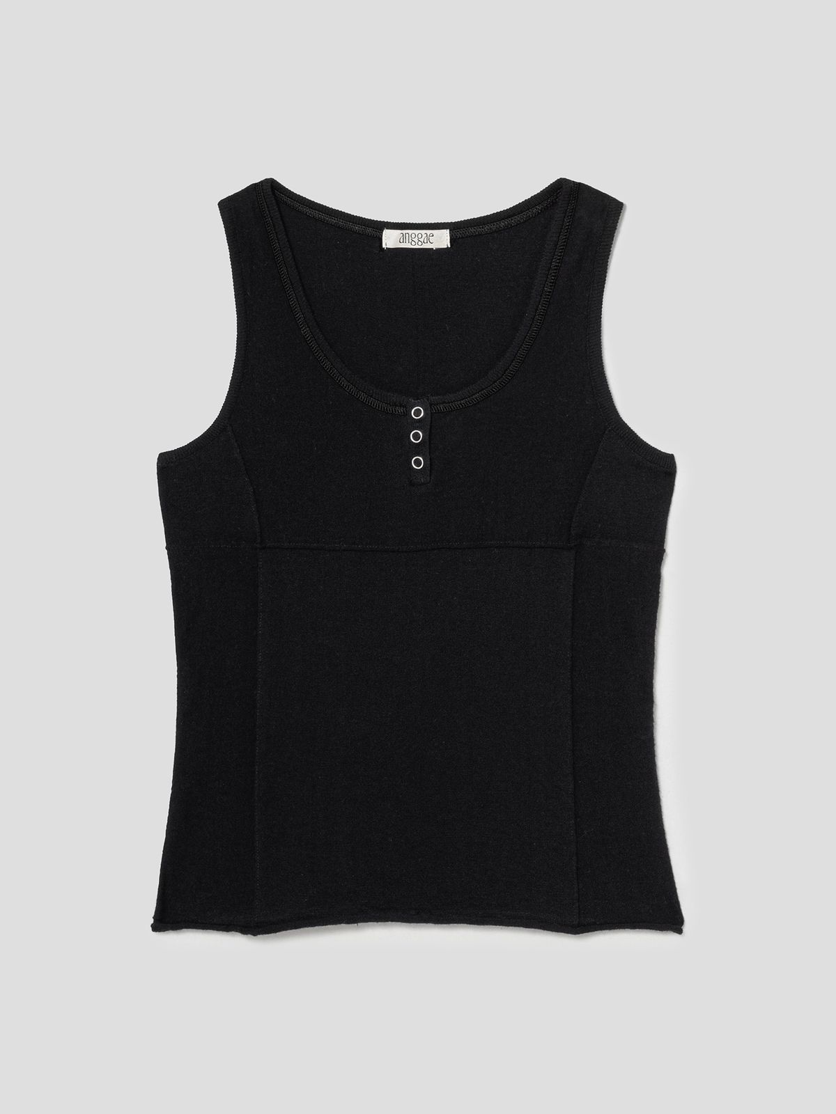 앙개(ANGGAE) Henry Neck Tank Top  Black