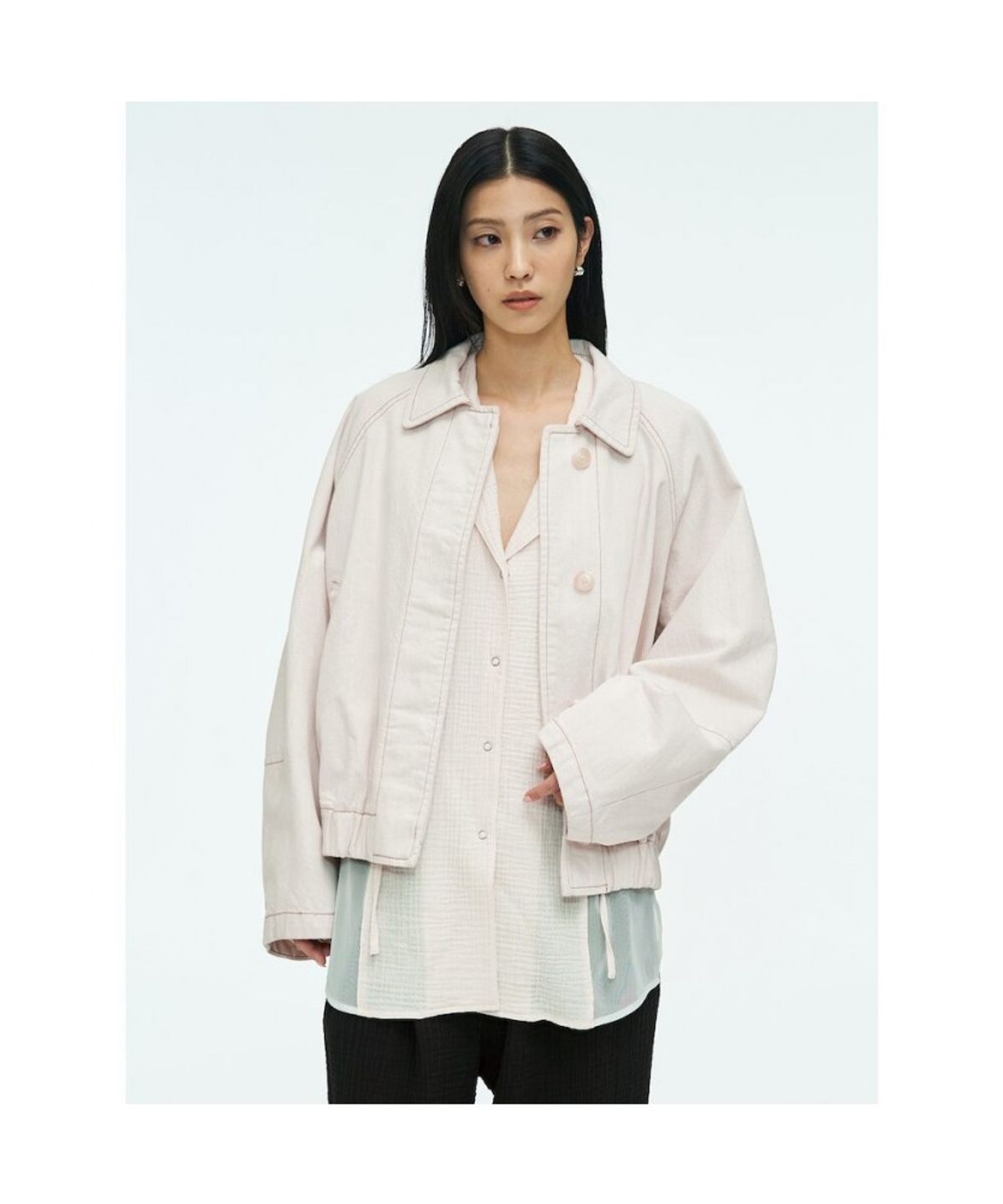 앙개(ANGGAE) Denim Blouson Jacket  Ivory