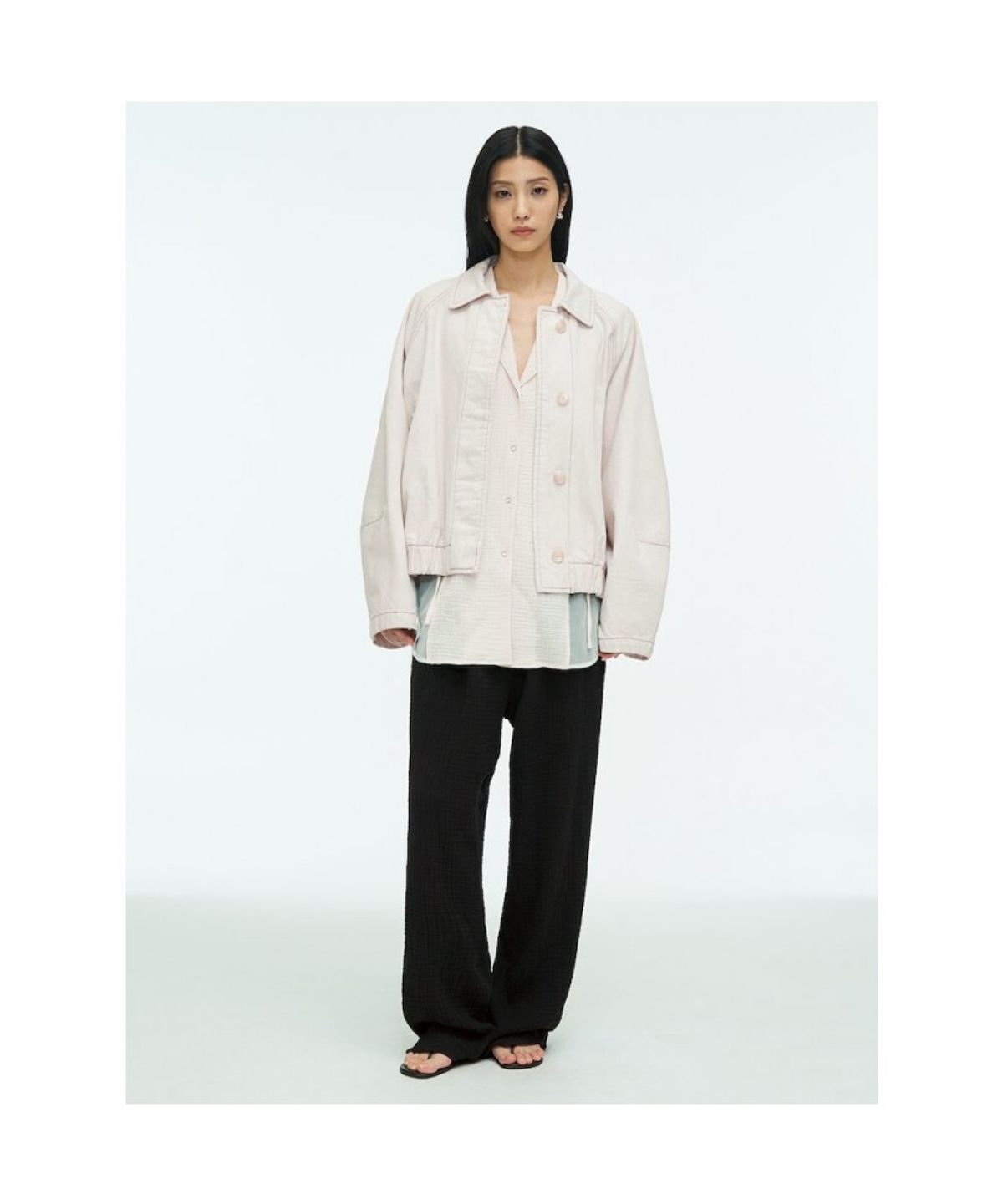 앙개(ANGGAE) Denim Blouson Jacket  Ivory