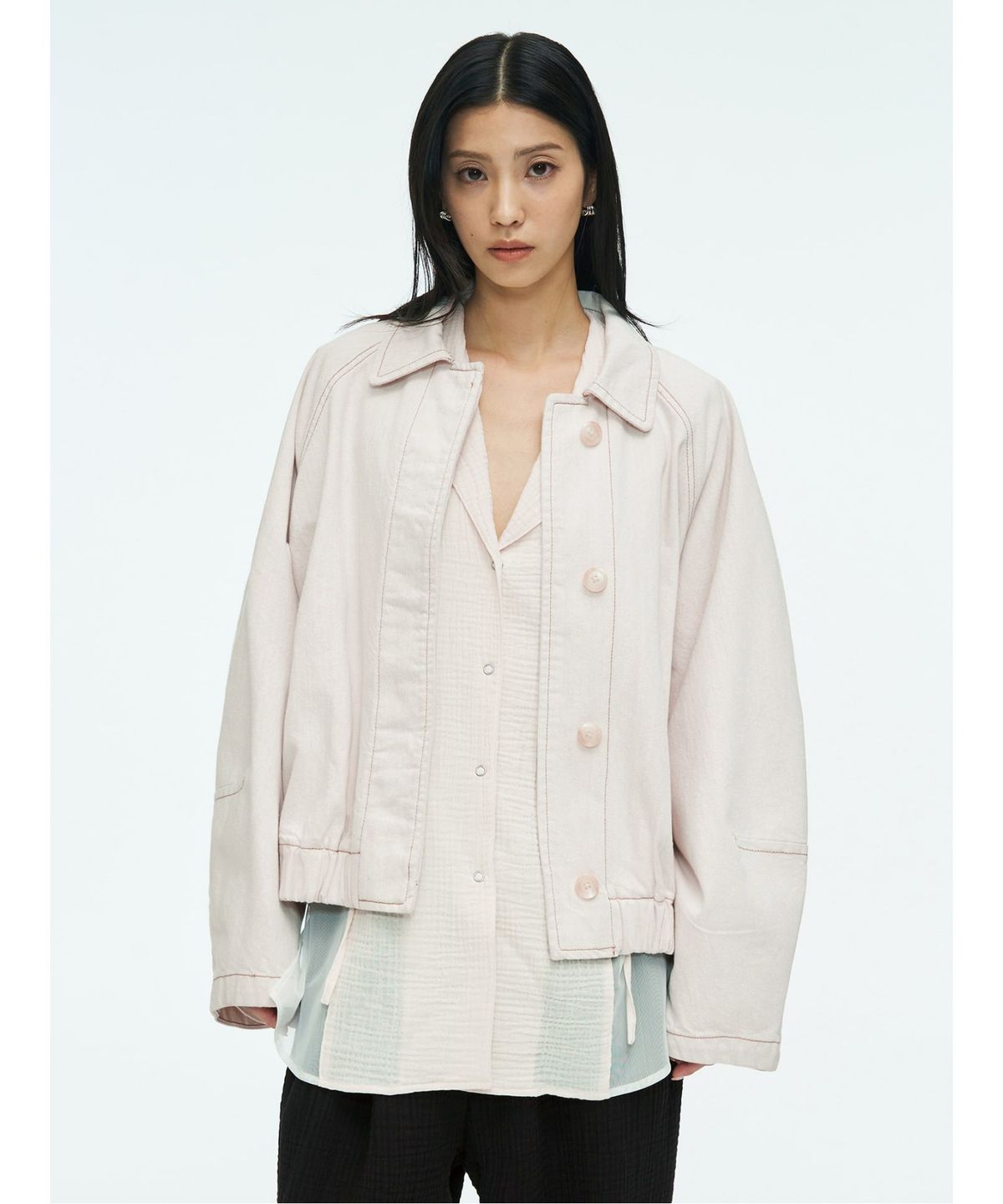 앙개(ANGGAE) Denim Blouson Jacket  Ivory