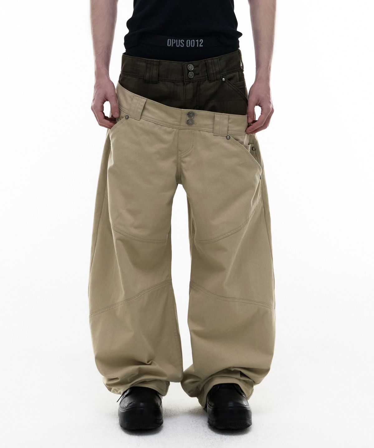 오퍼스 0012(OPUS 0012) Op. 08 DUAL OBLIQUE COTTON PANTS BEIGE
