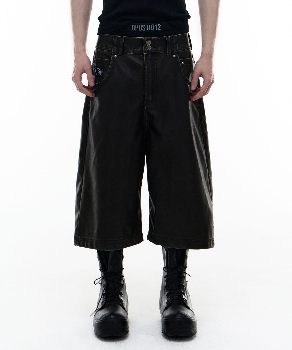 오퍼스 0012(OPUS 0012) Op. 08 DUNE LEATHER MAXI SHORTS BROWN