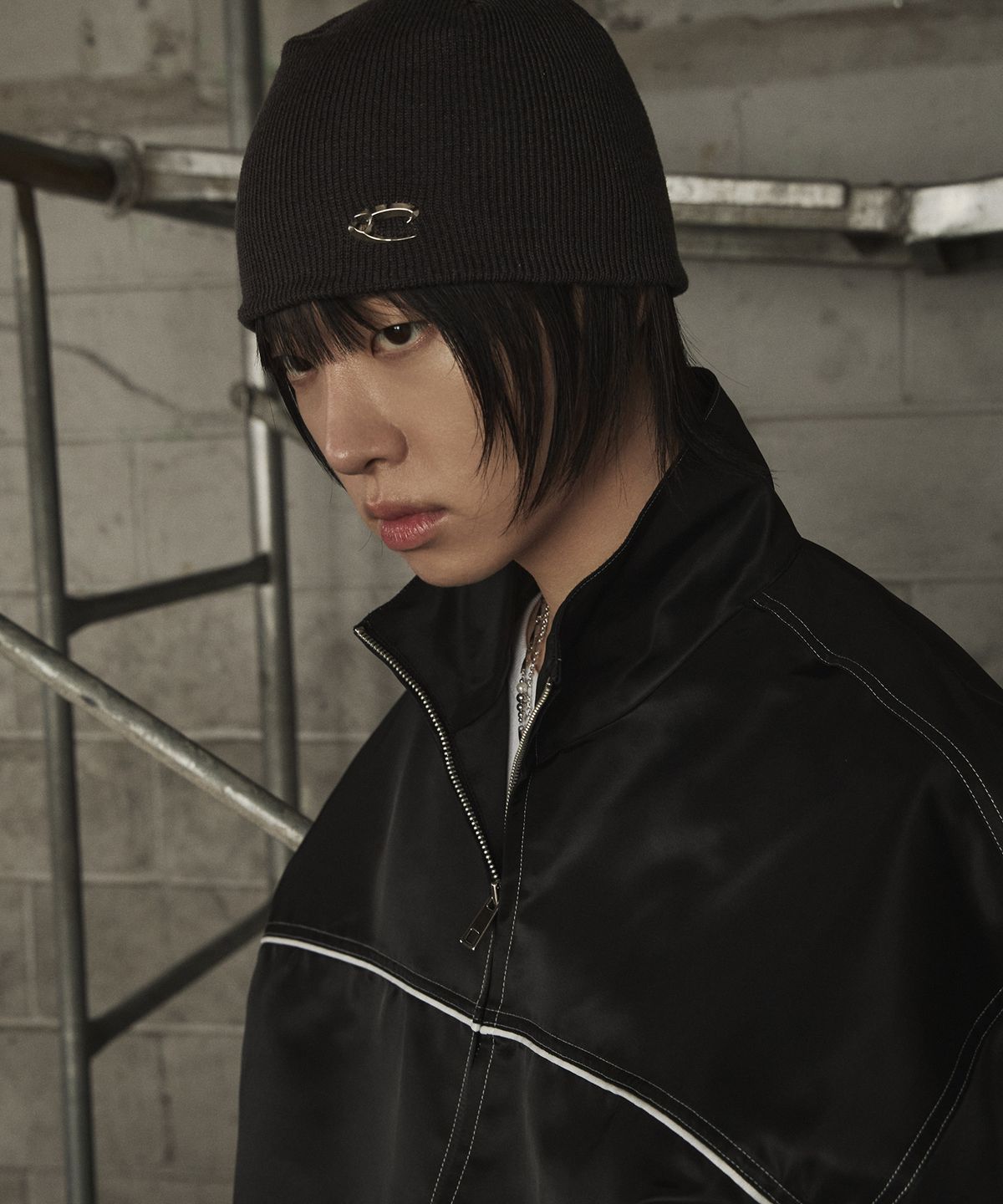 르렌느(LERENNE) Logo Basic Knit Beanie - Charcoal