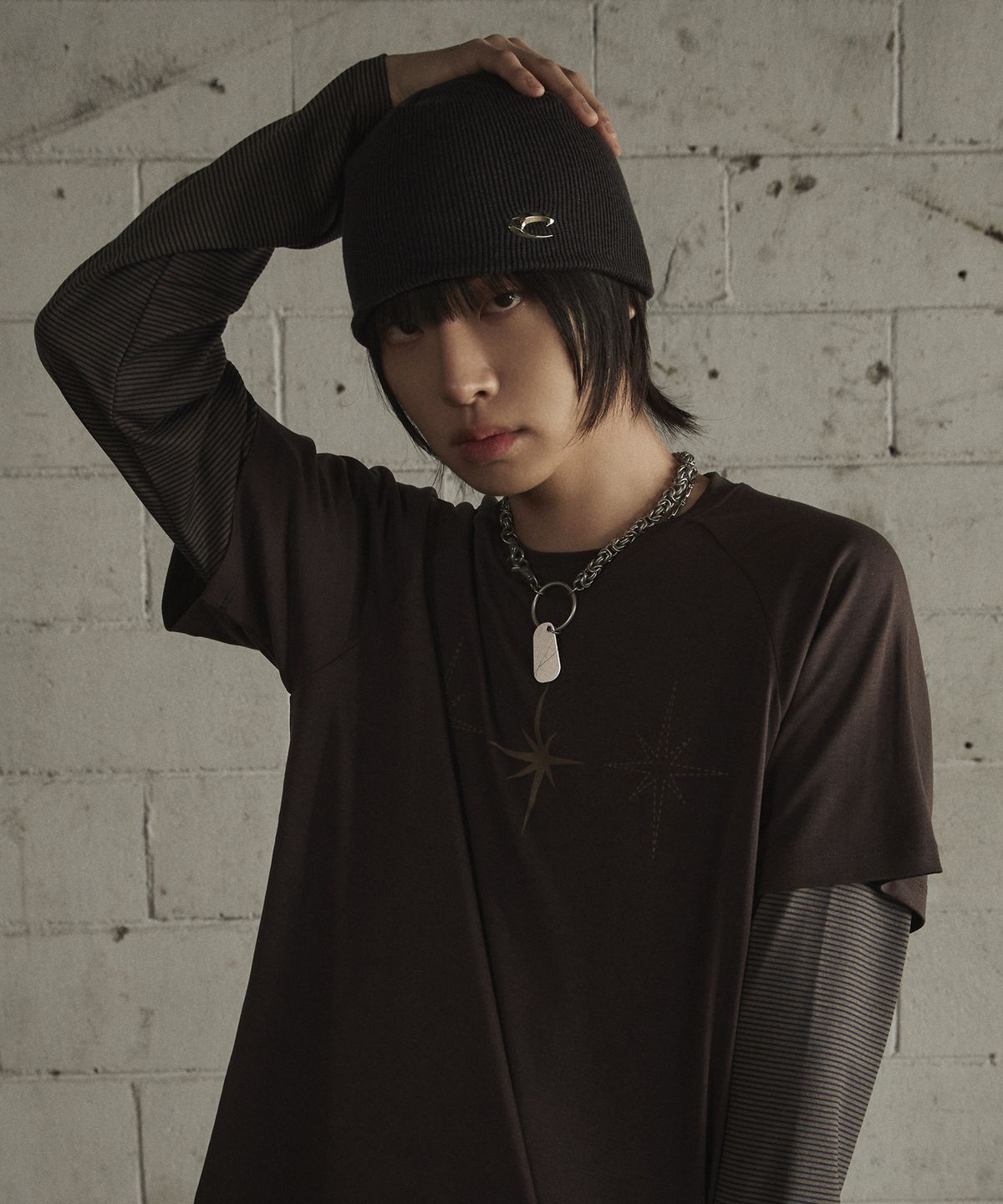 르렌느(LERENNE) Logo Basic Knit Beanie - Charcoal