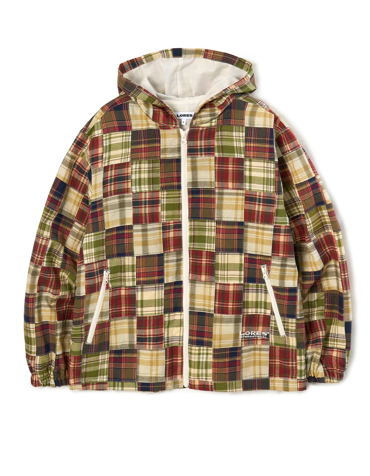 로어즈(LORES) Patchwork Hooded Jacket - Green