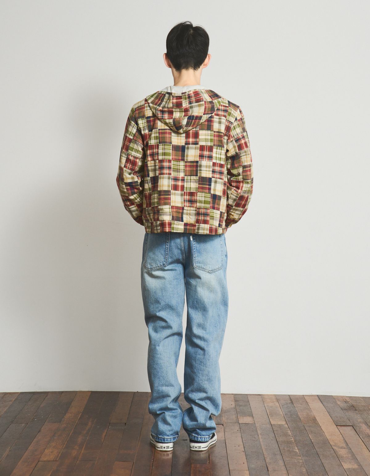 로어즈(LORES) Patchwork Hooded Jacket - Green