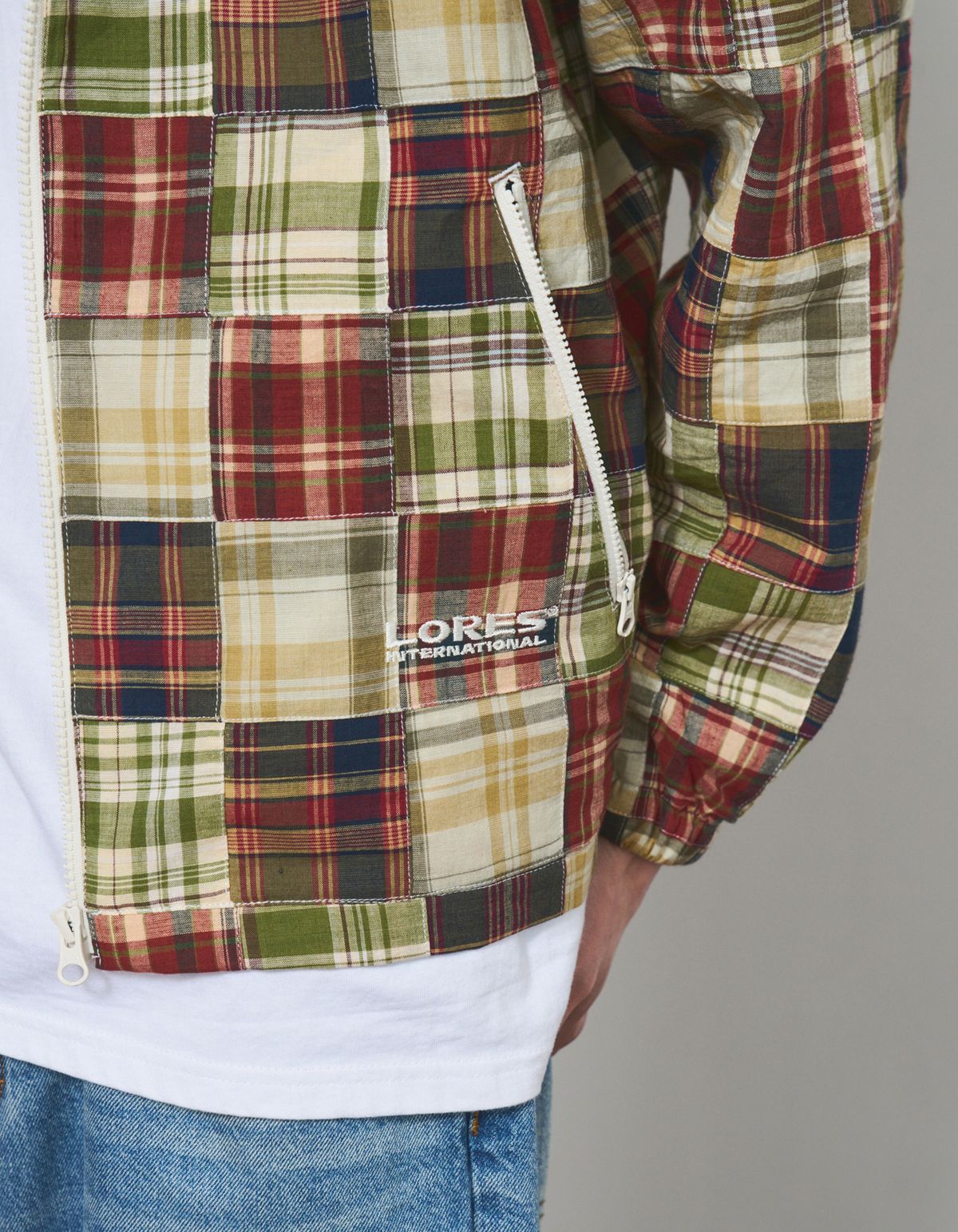 로어즈(LORES) Patchwork Hooded Jacket - Green