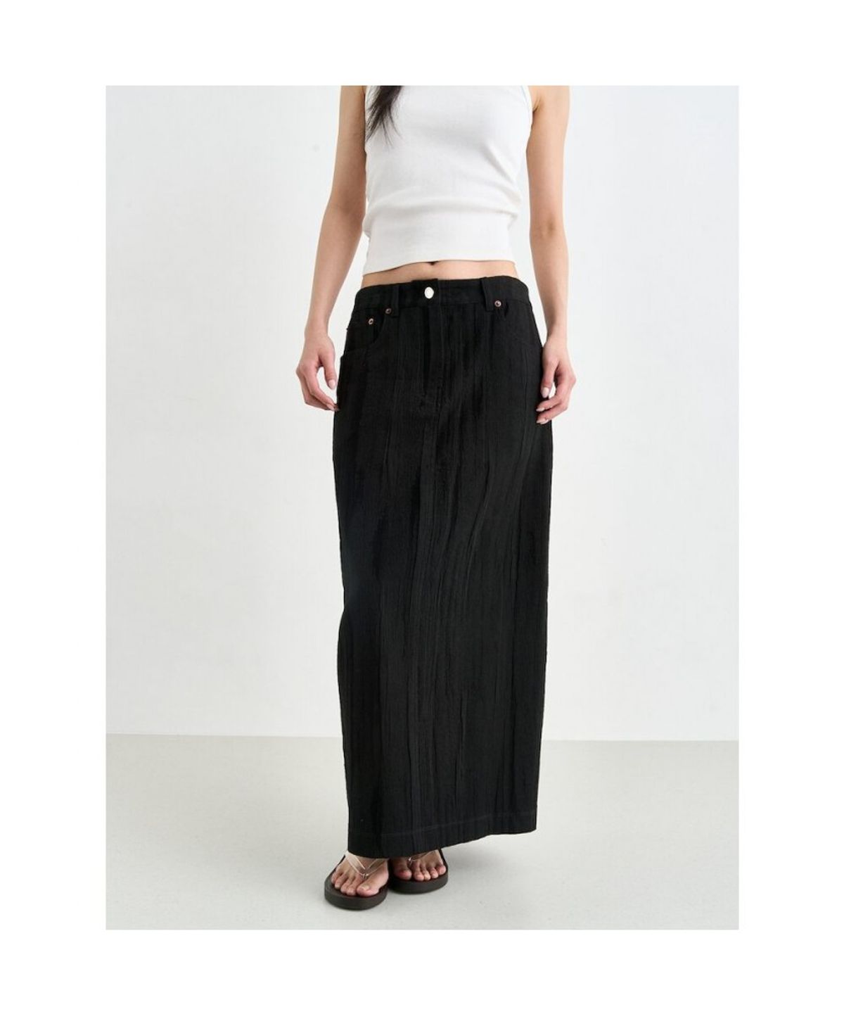 앙개(ANGGAE) Jacquard HLine Skirt  Black