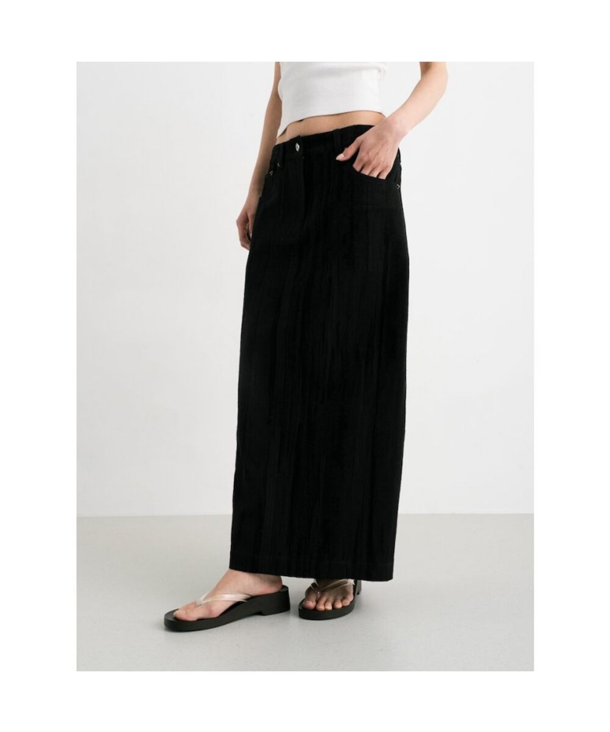 앙개(ANGGAE) Jacquard HLine Skirt  Black