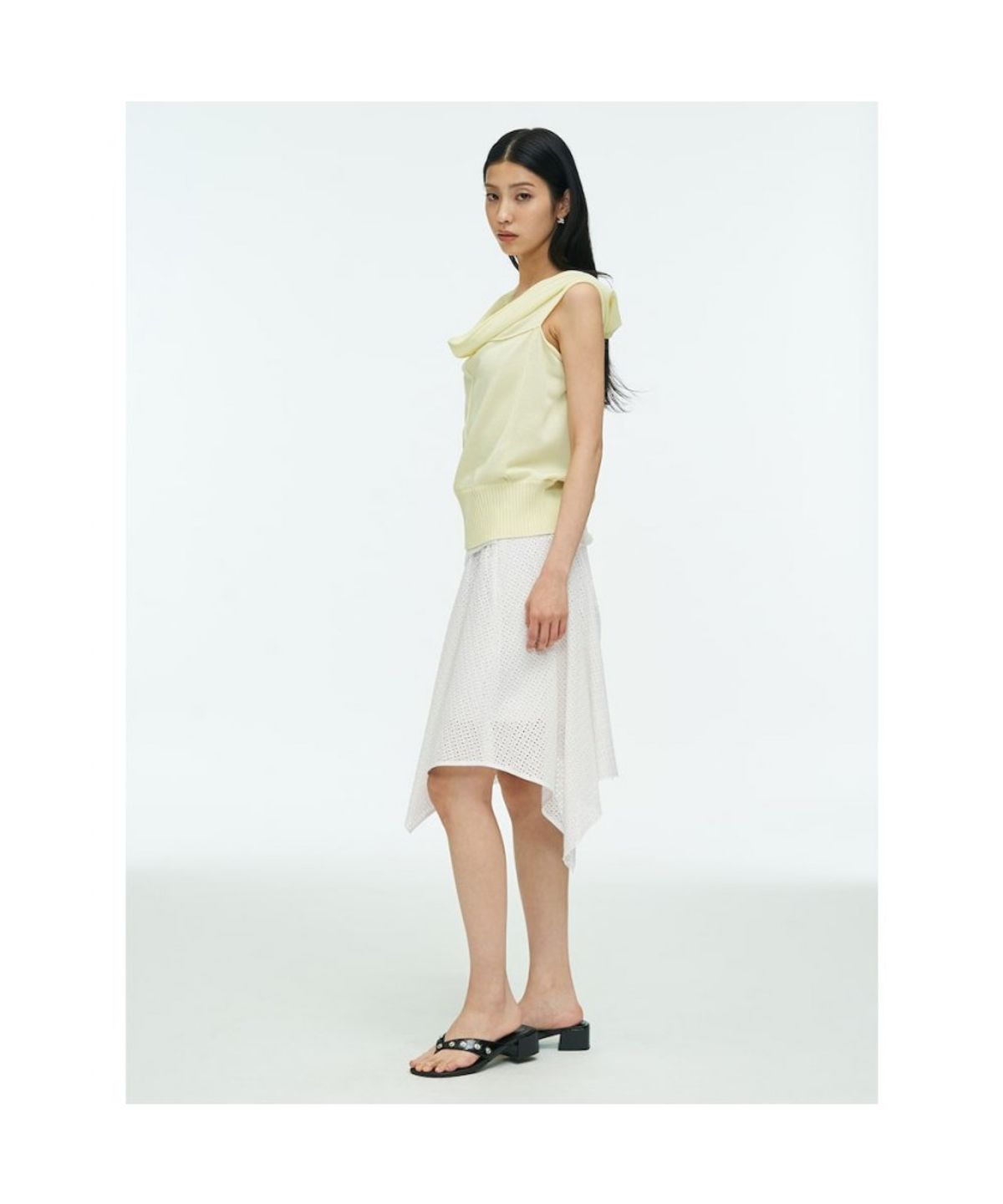 앙개(ANGGAE) Eyelet Scarf Skirt  White
