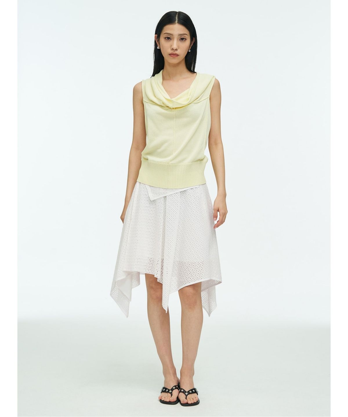 앙개(ANGGAE) Eyelet Scarf Skirt  White