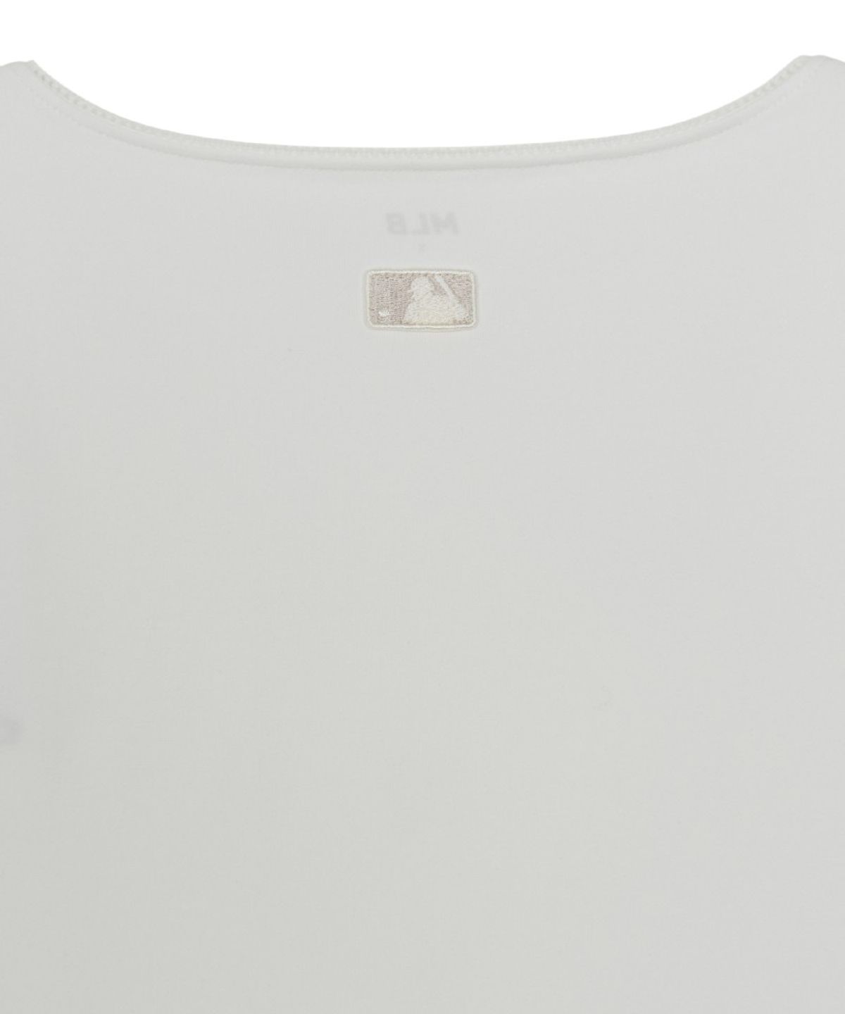 엠엘비(MLB) 여성 베이직 레이스 스퀘어넥 슬림 세미크롭 반팔 티셔츠 NY (White)