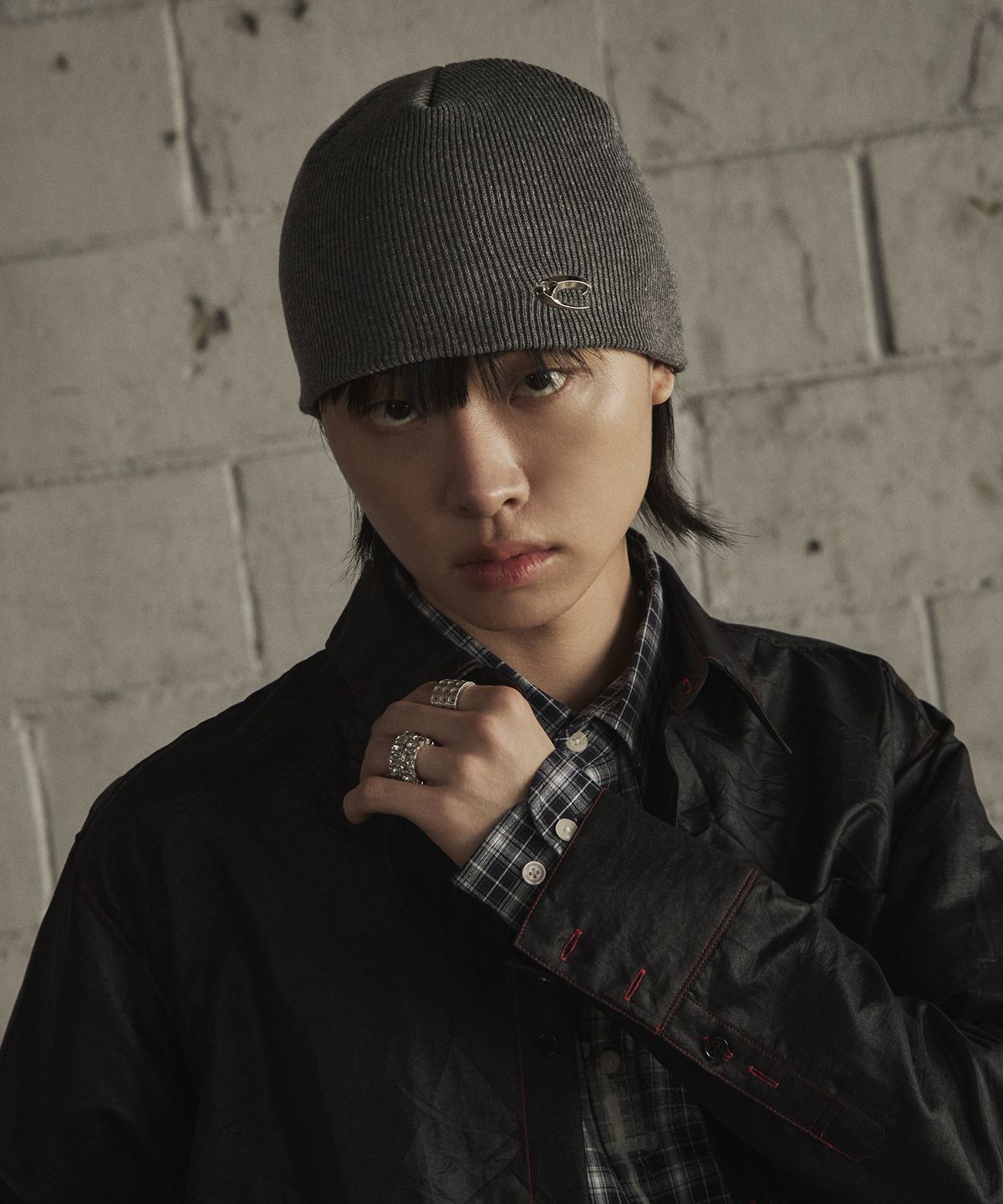 르렌느(LERENNE) Logo Basic Knit Beanie - Grey