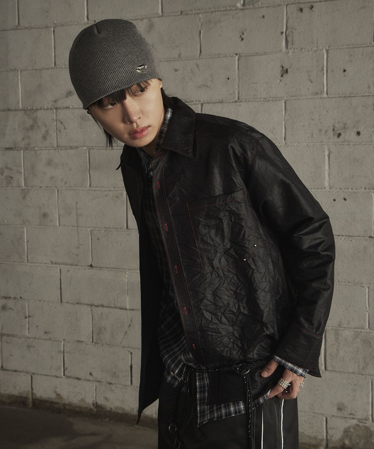 르렌느(LERENNE) Logo Basic Knit Beanie - Grey