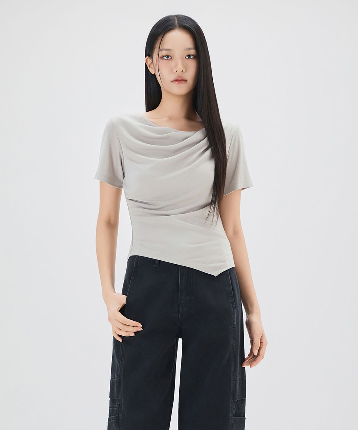 미쏘(MIXXO) 카울넥 반팔 티셔츠_MIWHWG502A/MIWHWG79RA