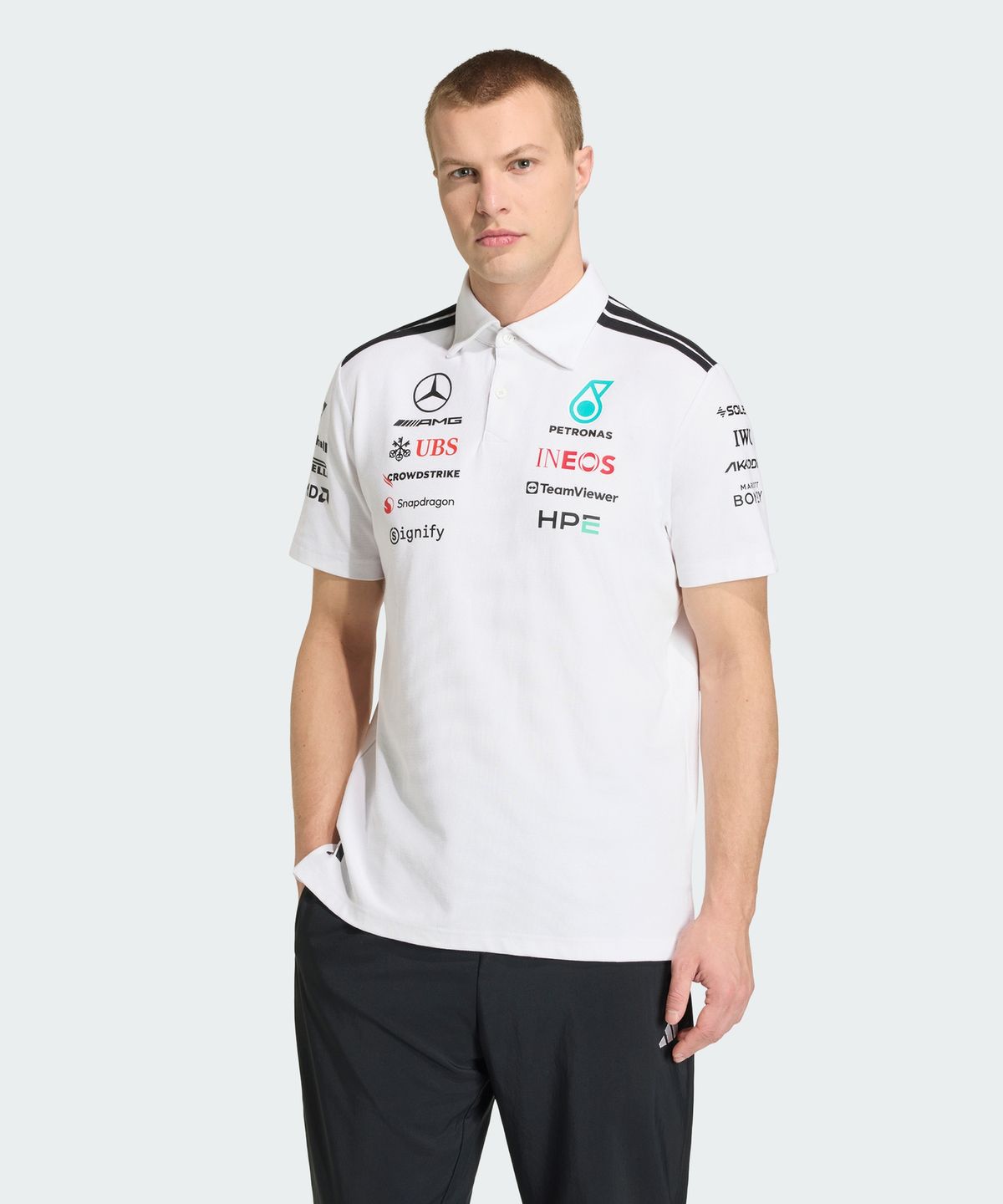 아디다스(ADIDAS) 메르세데스 AMG F1 팀 엔지니어 폴로 셔츠 - 화이트 / KE5524