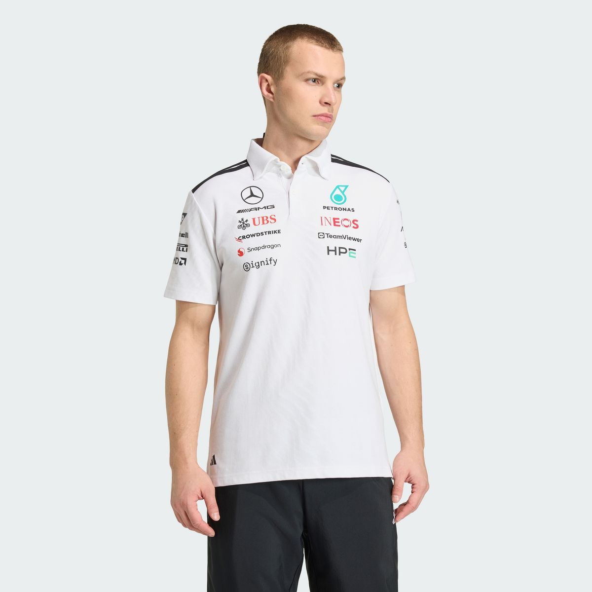 아디다스(ADIDAS) 메르세데스 AMG F1 팀 엔지니어 폴로 셔츠 - 화이트 / KE5524