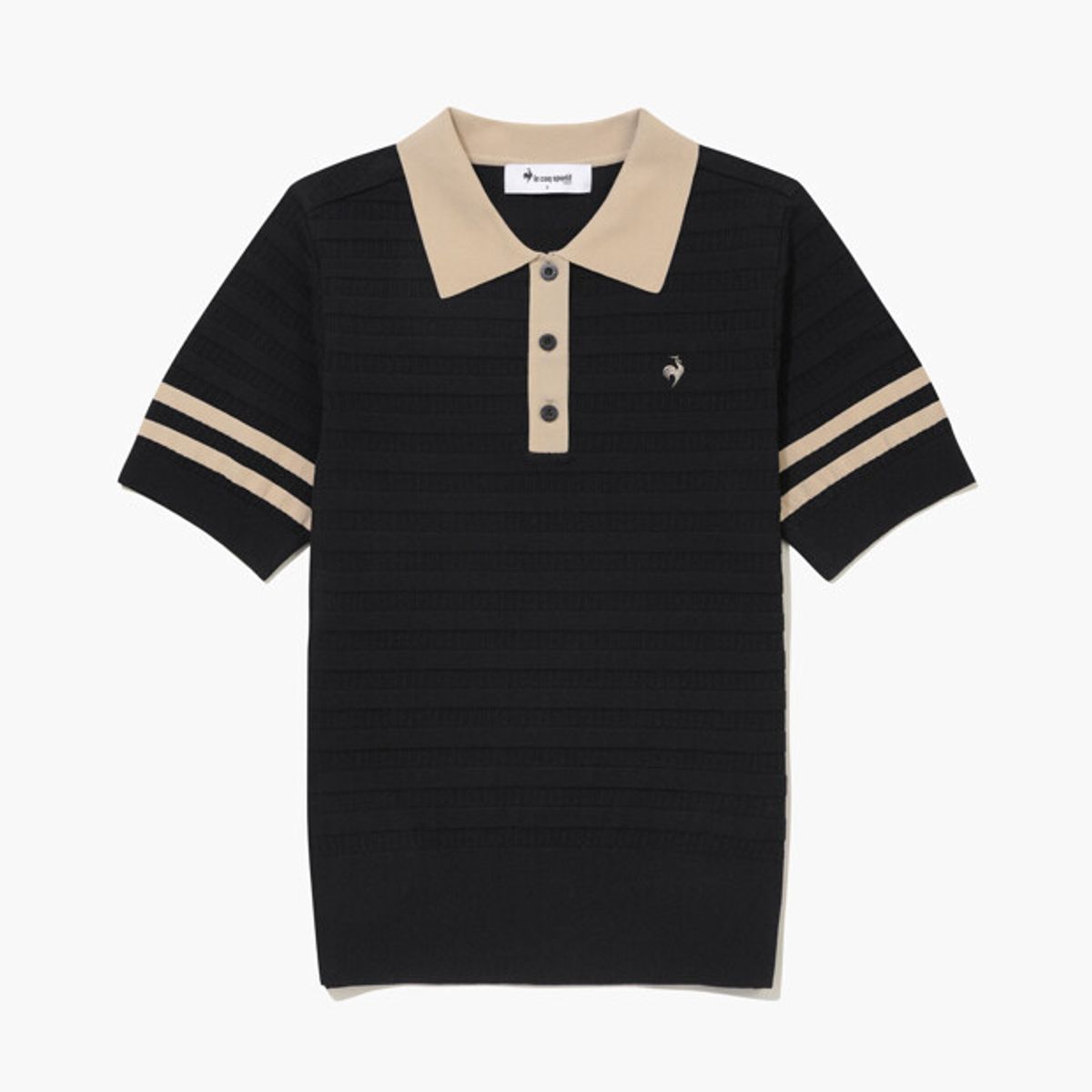 르꼬끄 골프(LECOQ GOLF) 여성 드라이 카라 반팔 스웨터 _BLCK GR222LKP51