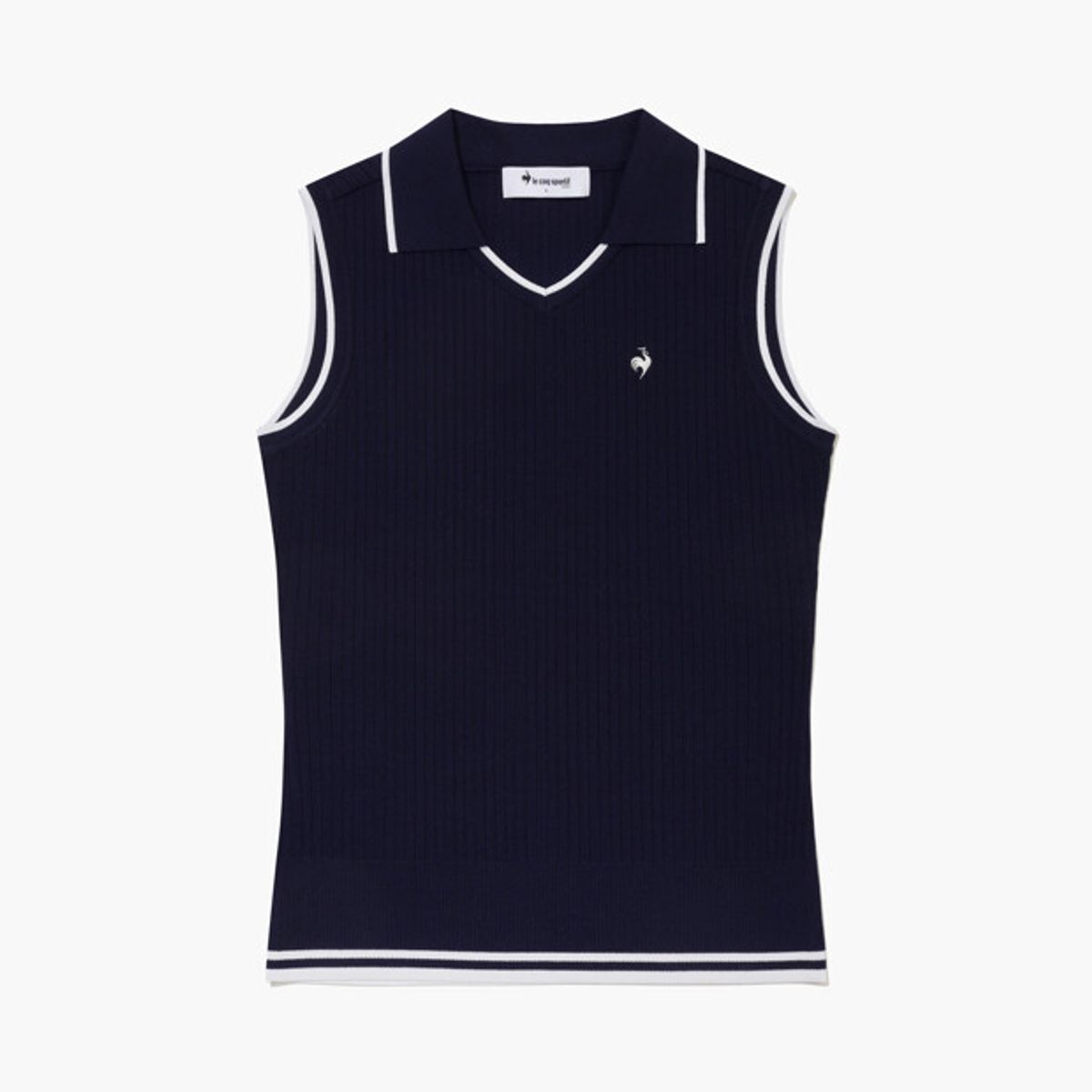 르꼬끄 골프(LECOQ GOLF) 여성 드라이 골지 슬리브리스 스웨터 _NAVY GR222LKP52